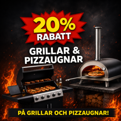 20% rabatt på grillar och pizzaugnar