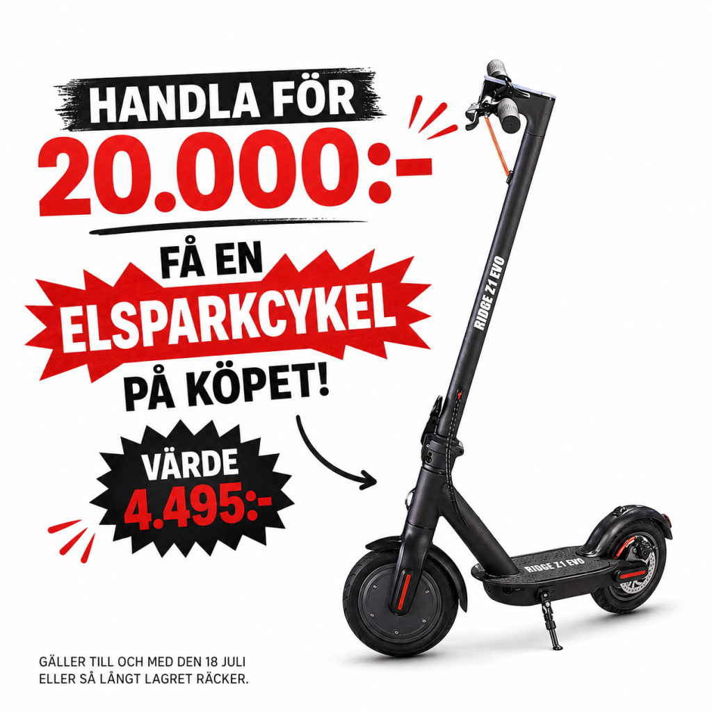 Handla för 20000kr få elsparkcykel på köpet